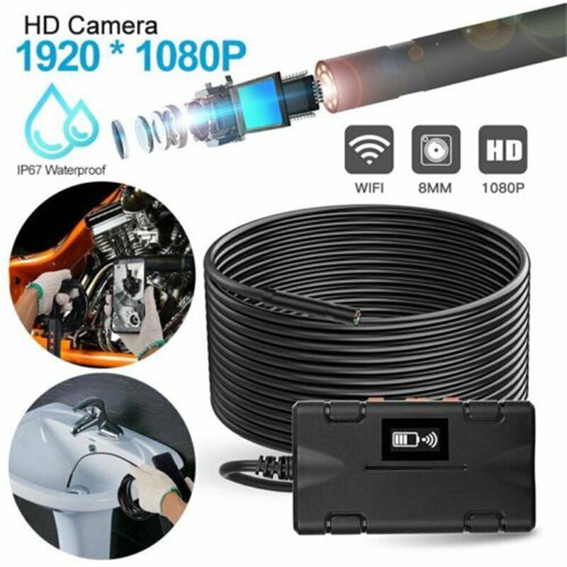 2/5/10M 8mm 8LED Endoscop industrial 1080P Wifi fără fir HD Boroscop Cameră de inspecție pentru iPhone Android iOS