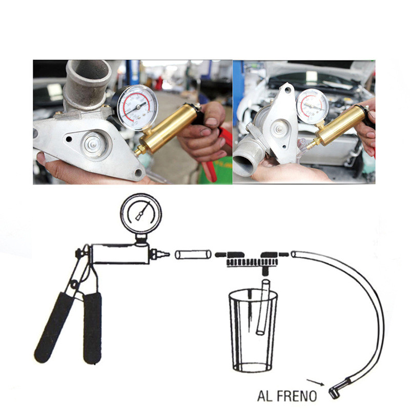 Sângerare manuală a lichidului de frână cu vacuum Instrumente de purtare a lichidului de frână Kit de testare a pompei de pistol cu vid Manometru de presiune a pompei din aluminiu