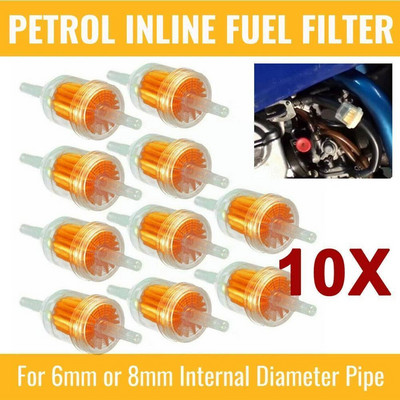 10kom Univerzalni linijski filtar za plin/gorivo 6MM-8MM 1/4" za kosilicu Mali motor Auto pribor Dodaci za motocikle Ulje U6G4