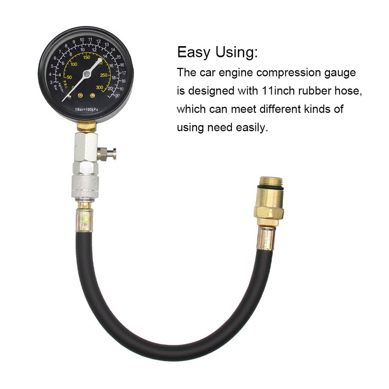 Auto motor kompresný tester profesionálny opakovane použiteľný opravársky univerzálny resetovateľný automobilový tlakomer