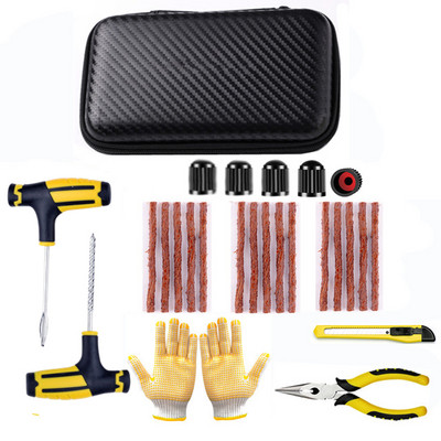 Sada náradia na opravu pneumatík automobilu, sada náradia na nanášanie klincov, zátka na prepichnutie bicykla, garážové kliešte s ihlovými čeľusťami, vákuový klinec s úložným vreckom