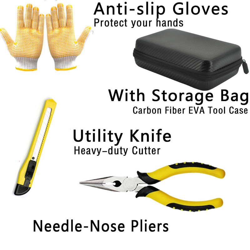 Sada náradia na opravu pneumatík automobilu, sada náradia na nanášanie klincov, zátka na prepichnutie bicykla, garážové kliešte s ihlovými čeľusťami, vákuový klinec s úložným vreckom