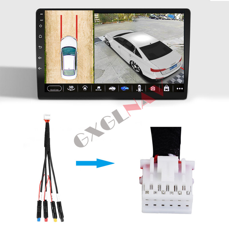 GXGLNAV 360° Panoraamkaamera 1080P AHD SONY 225 Tagumine / eesmine / vasak / parem tarvikud auto multimeedia Android raadio jaoks