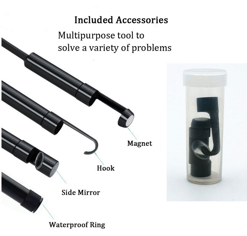 „Wifi“ endoskopo kamera 8 mm USB mini kamera IP67, atspari vandeniui, skirta „iPhone Android“ asmeniniam kompiuteriui, belaidžio automobilio apžiūros boreskopo taisymo įrankis