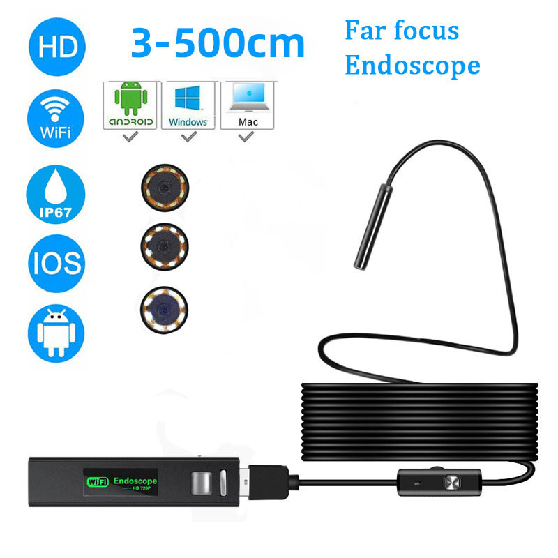 „Wifi“ endoskopo kamera 8 mm USB mini kamera IP67, atspari vandeniui, skirta „iPhone Android“ asmeniniam kompiuteriui, belaidžio automobilio apžiūros boreskopo taisymo įrankis