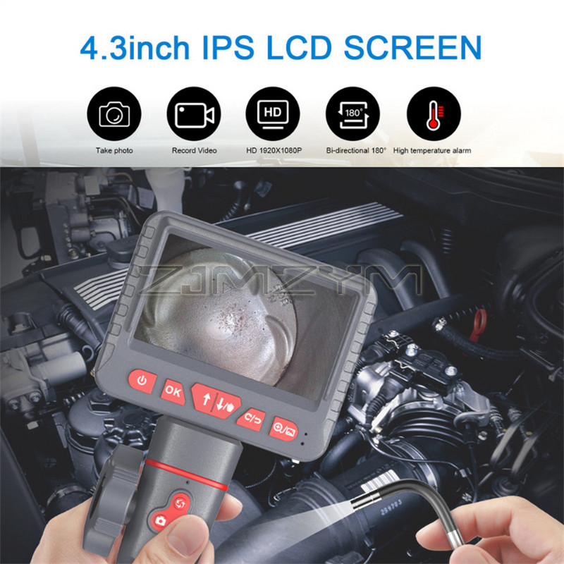 6 mm ir 8,5 mm 1 m 2 m šarnyrinė tikrinimo kamera 2 krypčių 180 laipsnių valdomas pramoninis endoskopas 4,3 colio 6 LED ekranas su įrankių dėklu