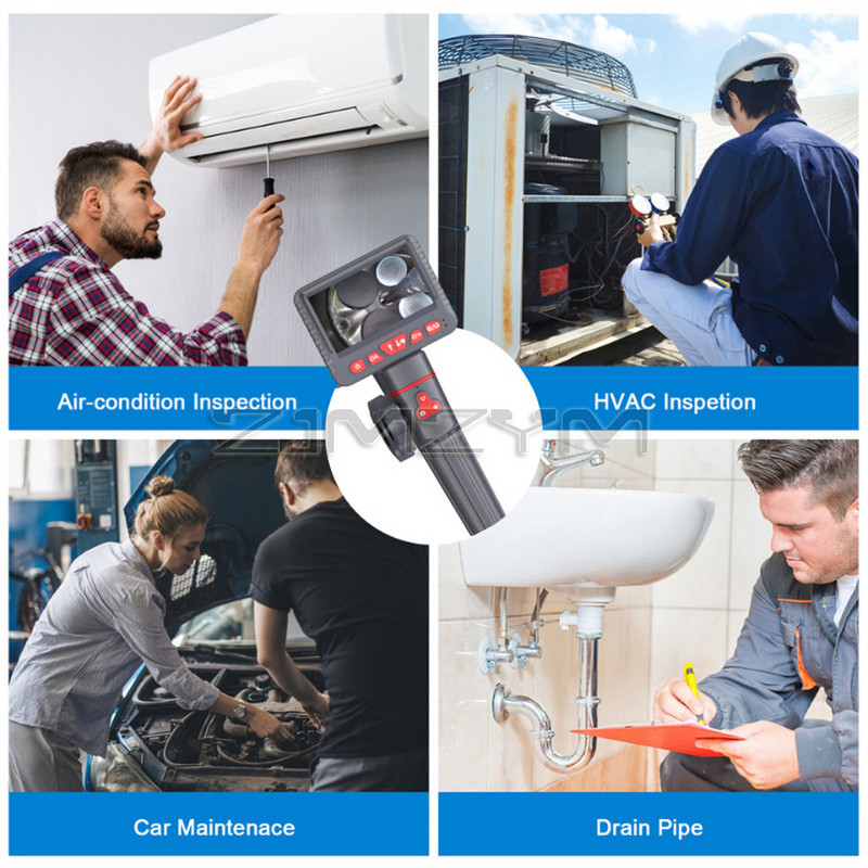 6 mm ir 8,5 mm 1 m 2 m šarnyrinė tikrinimo kamera 2 krypčių 180 laipsnių valdomas pramoninis endoskopas 4,3 colio 6 LED ekranas su įrankių dėklu