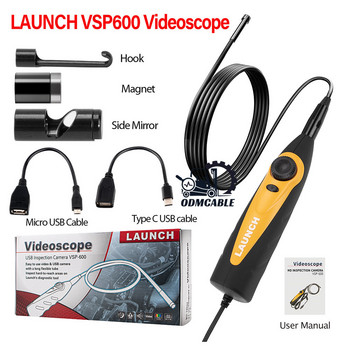 Για LAUNCH VSP600 Videoscope Camera Endoscope Car Inspection Mirror Flexible IP67 Waterproof 6LED Adjustable