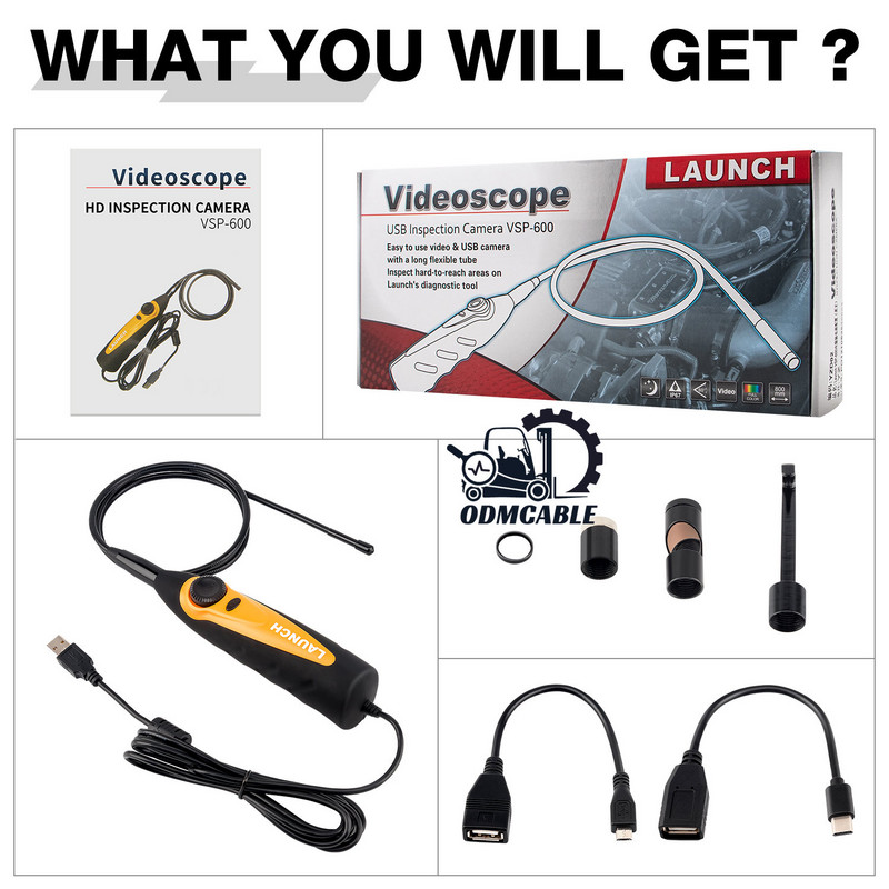 Για LAUNCH VSP600 Videoscope Camera Endoscope Car Inspection Mirror Flexible IP67 Waterproof 6LED Adjustable