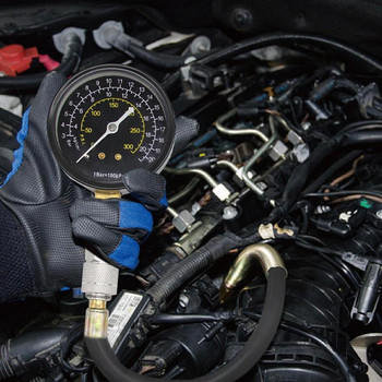 Тестер за компресия Автомобилен прецизен манометър за цилиндър 0-300PSI Тестер за двигател Тестер за цилиндър на двигателя Инструмент за изпитване Налягане на двигателя