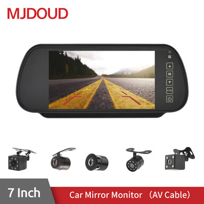 MJDOUD 7-инчов монитор с камера и огледало за обратно виждане Автомобил със система за паркиране с камера и TFT LCD HD видео монитор с огледало за обратно виждане