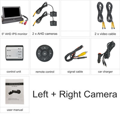 DIYKIT 5-инчов AHD IPS Foldabel автомобилен монитор 1920*1080P преден / страничен / заден изглед AHD Starlight Night Vision Автомобилна камера Водоустойчив
