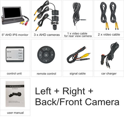 DIYKIT 5-инчов AHD IPS Foldabel автомобилен монитор 1920*1080P преден / страничен / заден изглед AHD Starlight Night Vision Автомобилна камера Водоустойчив