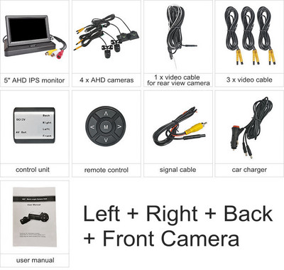 DIYKIT 5-инчов AHD IPS Foldabel автомобилен монитор 1920*1080P преден / страничен / заден изглед AHD Starlight Night Vision Автомобилна камера Водоустойчив