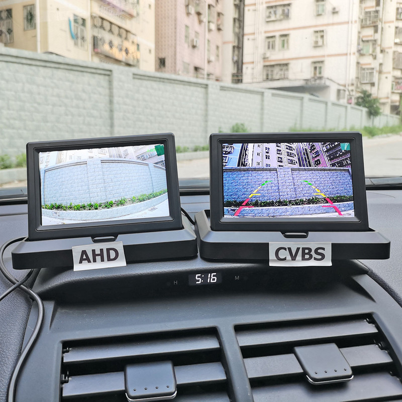 DIYKIT 5-инчов AHD IPS Foldabel автомобилен монитор 1920*1080P преден / страничен / заден изглед AHD Starlight Night Vision Автомобилна камера Водоустойчив