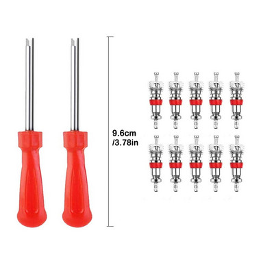 Εργαλείο αφαίρεσης πυρήνα βαλβίδας ελαστικών αυτοκινήτου με λαβή 2 τεμαχίων Εργαλεία επισκευής ελαστικών μονής κεφαλής με πυρήνες βαλβίδας 10 τεμαχίων - Εργαλείο βαλβίδας Schrader