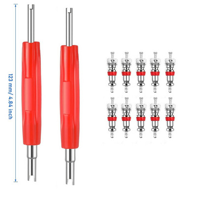 Εργαλείο αφαίρεσης πυρήνα βαλβίδας ελαστικών αυτοκινήτου με λαβή 2 τεμαχίων Εργαλεία επισκευής ελαστικών μονής κεφαλής με πυρήνες βαλβίδας 10 τεμαχίων - Εργαλείο βαλβίδας Schrader