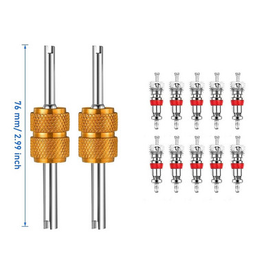 Εργαλείο αφαίρεσης πυρήνα βαλβίδας ελαστικών αυτοκινήτου με λαβή 2 τεμαχίων Εργαλεία επισκευής ελαστικών μονής κεφαλής με πυρήνες βαλβίδας 10 τεμαχίων - Εργαλείο βαλβίδας Schrader