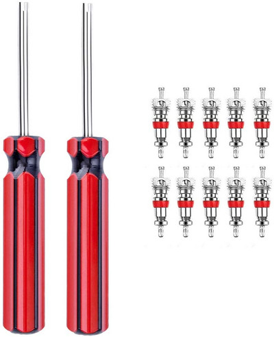 Εργαλείο αφαίρεσης πυρήνα βαλβίδας ελαστικών αυτοκινήτου με λαβή 2 τεμαχίων Εργαλεία επισκευής ελαστικών μονής κεφαλής με πυρήνες βαλβίδας 10 τεμαχίων - Εργαλείο βαλβίδας Schrader