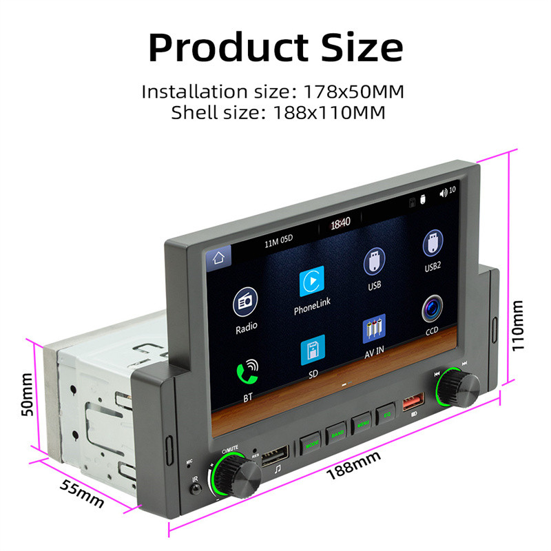 Autoraadio Multimeedia Video MP5-mängija Juhtmega Carplay Automotive Universaalne 6,2-tolline puuteekraaniga Bluetoothi peegellink