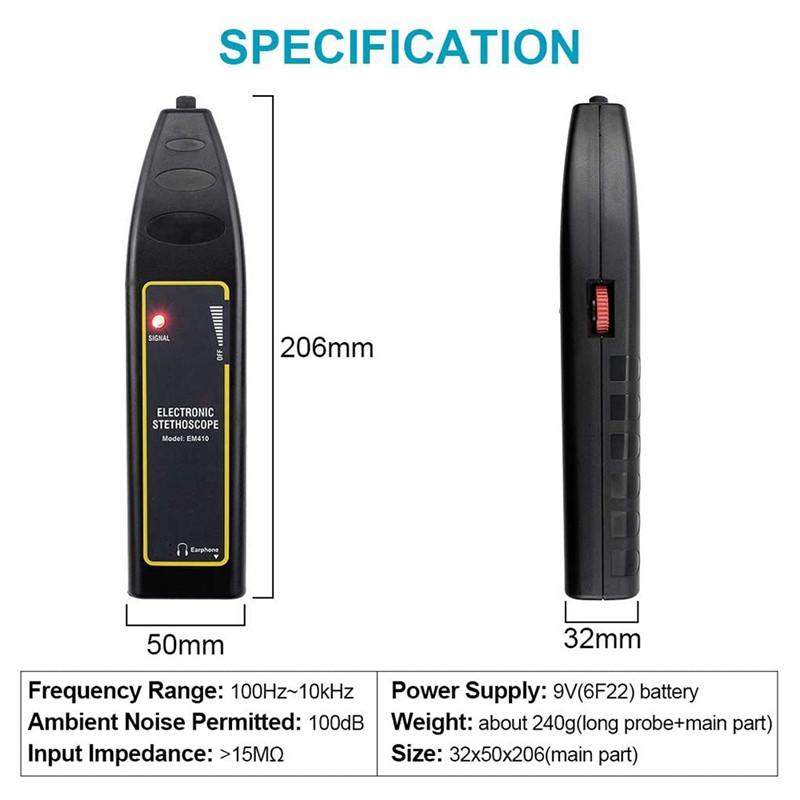 EM410 Ηλεκτρονικό στηθοσκόπιο Ανιχνευτής θορύβου αυτοκινήτου Διαγνωστική συσκευή ακρόασης Μηχάνημα ανιχνευτής θορύβου για αυτοκίνητα