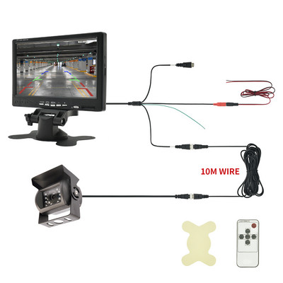 MJDOUD 7-инчов монитор за охранителна камера Универсален 7-инчов HD екран Монитор за кола 1024*600 Задна камера за помощ при паркиране с монитор