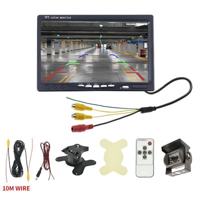 MJDOUD 7-инчов монитор за охранителна камера Универсален 7-инчов HD екран Монитор за кола 1024*600 Задна камера за помощ при паркиране с монитор