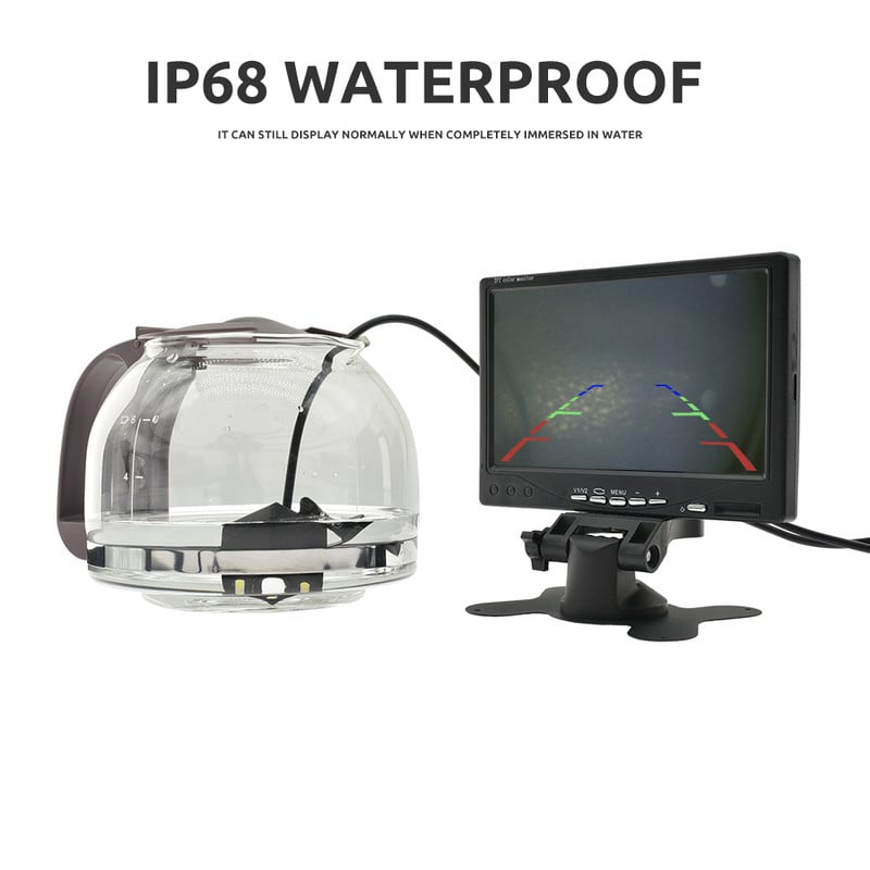 MJDOUD 7-инчов монитор за охранителна камера Универсален 7-инчов HD екран Монитор за кола 1024*600 Задна камера за помощ при паркиране с монитор