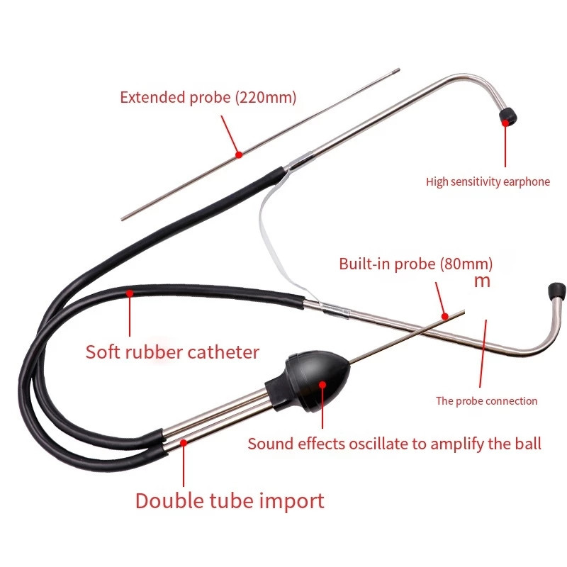 Διαγνωστικός ήχος αυτοκινήτου Στηθοσκόπιο κυλίνδρου από ανοξείδωτο χάλυβα Διαγνωστική συσκευή μη φυσιολογικού θορύβου αυτοκινήτου Πρακτικά φορητά εργαλεία αυτοκινήτου