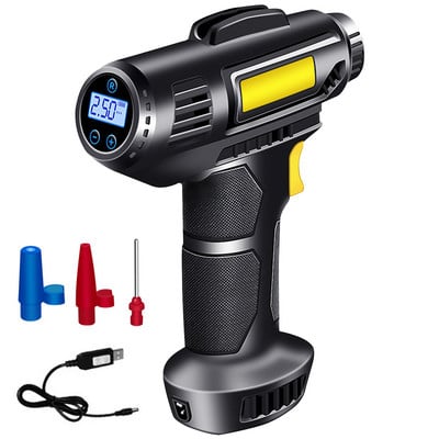 Ηλεκτρικό φουσκωτό ελαστικών αυτοκινήτου 150 PSI Cordless Air Compressor με φως LED Επαναφορτιζόμενη φορητή ψηφιακή αντλία αέρα ελαστικών αυτοκινήτου