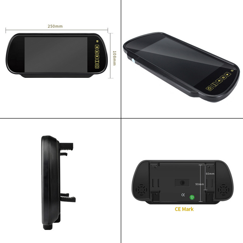 JIEPIE 7-tolline 1024*600 auto tahavaatepeegli monitor CCD tagurduskaamera monitor koos ekraanikomplektiga tagurpidi parkimissüsteemi jaoks