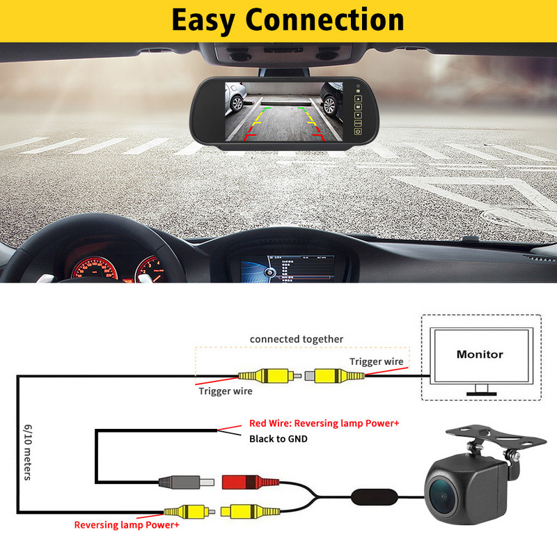 JIEPIE 7-tolline 1024*600 auto tahavaatepeegli monitor CCD tagurduskaamera monitor koos ekraanikomplektiga tagurpidi parkimissüsteemi jaoks