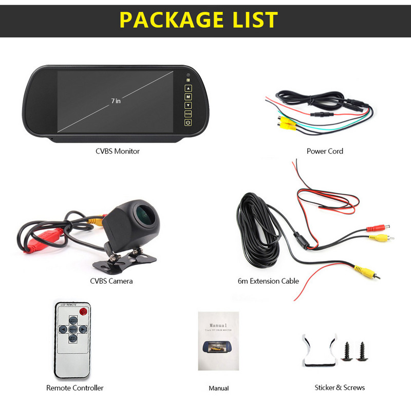 JIEPIE 7-tolline 1024*600 auto tahavaatepeegli monitor CCD tagurduskaamera monitor koos ekraanikomplektiga tagurpidi parkimissüsteemi jaoks