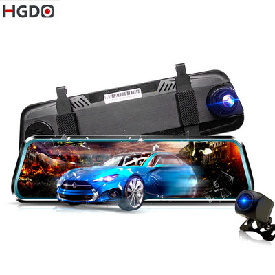 HGDO Dual Lens Dash Cam 10" Κάμερα με καθρέφτη οπισθοπορείας αυτοκινήτου Οθόνη οπισθοπορείας αυτοκινήτου 1080P Εγγραφή βίντεο Avto Dvr Night Vision Gsensor
