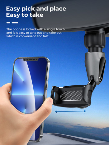 Въртящ се на 360 градуса многофункционален държач за мобилен телефон за стойка за телефон в кола Автоматично огледало за обратно виждане Поддържаща стойка за телефон
