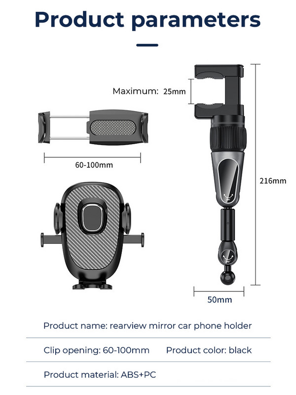 360 kraadi pööratav multifunktsionaalne mobiiltelefoni hoidik autotelefoni kinnituseks, automaatne tahavaatepeegli telefoni tugialus