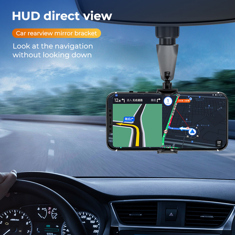 360 kraadi pööratav multifunktsionaalne mobiiltelefoni hoidik autotelefoni kinnituseks, automaatne tahavaatepeegli telefoni tugialus