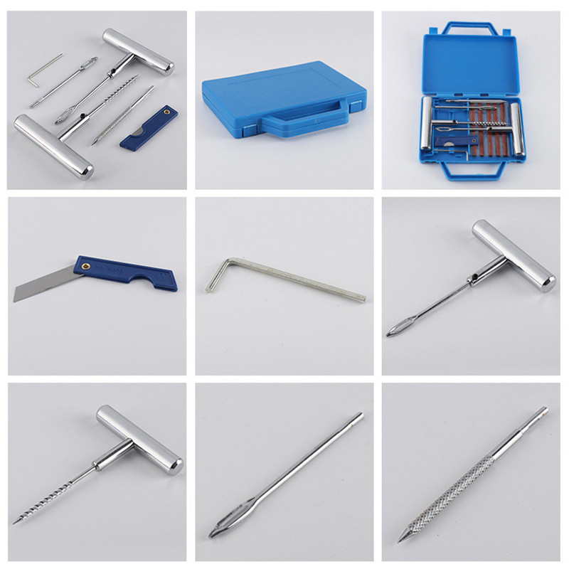 Nou set de instrumente profesionale pentru repararea anvelopelor de mașină cu benzi de cauciuc Set de dopuri pentru perforarea anvelopei fără tub pentru camion, motocicletă