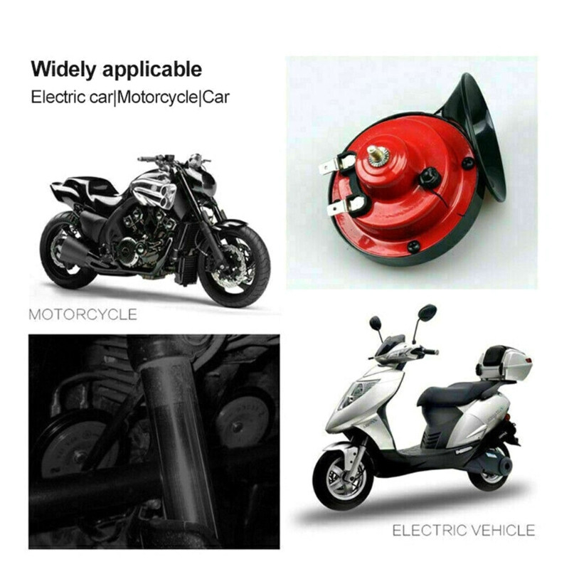 Kompaktiškas sraigių garso signalas, skirtas automobilių motociklams, garsus traukinio garso signalas.