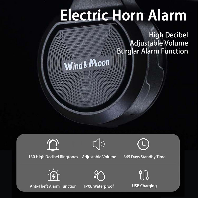 Claxon electric universal pentru motociclete Difuzoare claxon impermeabile Sonerie electronica pentru biciclete Incarcare USB Claxon electric Alarma antifurt