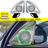 Difuzor Tweeter rotativ 4D, 64 de culori, pentru Mercedes Benz 2022 C-Class W206 C300 Auto RGB LED Lumină ambientală 3D Treble Horn Refit