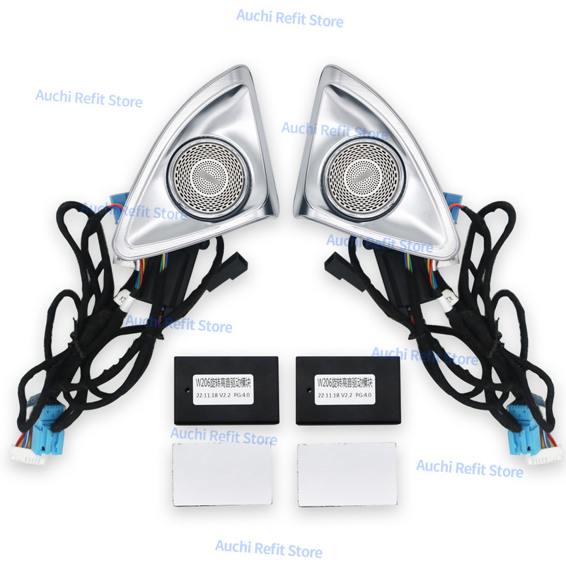 Difuzor Tweeter rotativ 4D, 64 de culori, pentru Mercedes Benz 2022 C-Class W206 C300 Auto RGB LED Lumină ambientală 3D Treble Horn Refit