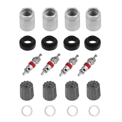 4 seturi de senzori de presiune a anvelopelor pentru reconstrucție TPMS Kit de reparații de service cu garnitură pentru capacul supapei piulițe pentru instrumente de reparare a anvelopelor Toyota 2004-2015