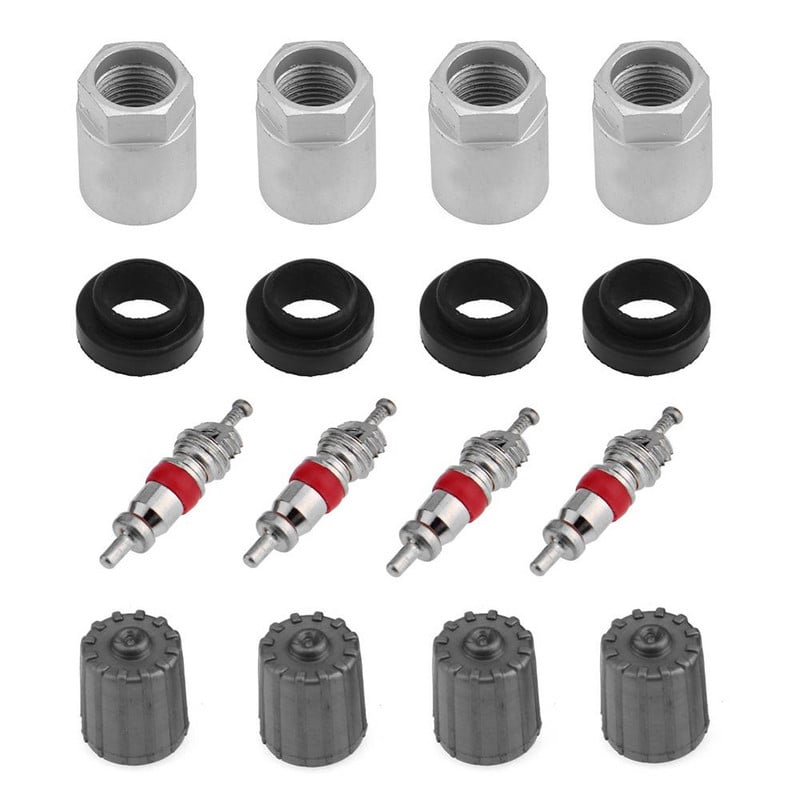 4 seturi de senzori de presiune a anvelopelor pentru reconstrucție TPMS Kit de reparații de service cu garnitură pentru capacul supapei piulițe pentru instrumente de reparare a anvelopelor Toyota 2004-2015