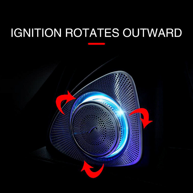 64 spalvų automobilio 3d besisukantis šviesos aukštų dažnių garsiakalbis, skirtas Mercedes Benz W213 E klasės aukštų dažnių garsiakalbis LED garsiakalbis Trimito garso signalas