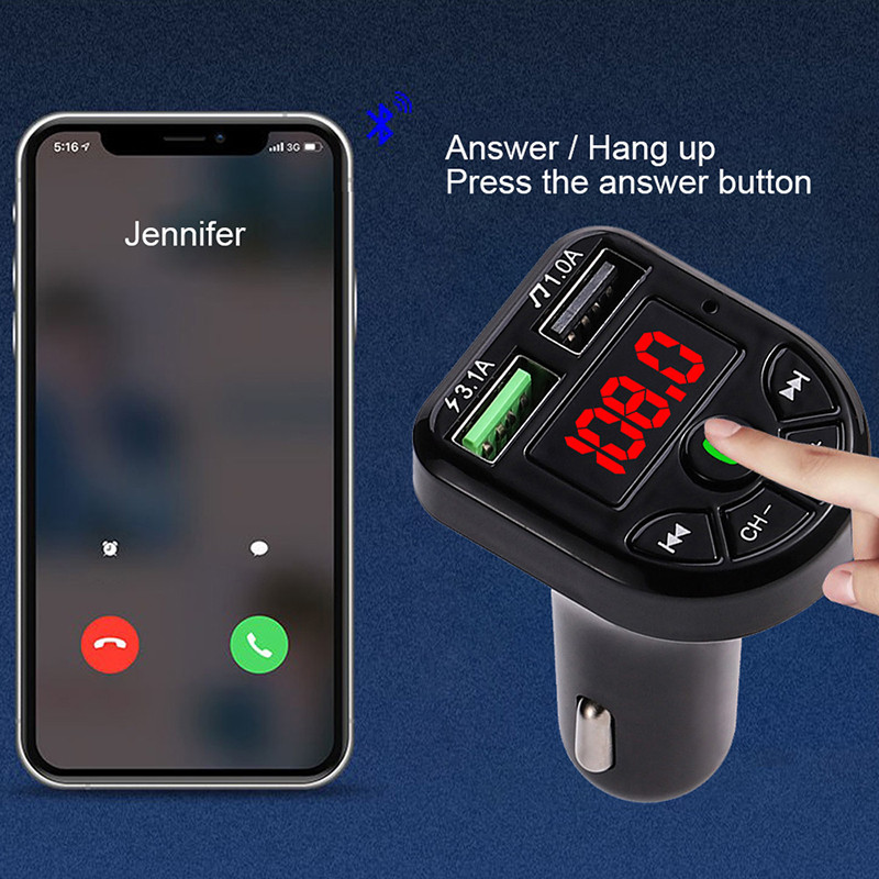Bte5 receptor mobil Bluetooth hands-free telefon mobil încărcare rapidă brichetă 3.1a transmițător FM mobil încărcare dublă USB