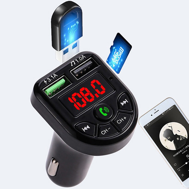 Bte5 receptor mobil Bluetooth hands-free telefon mobil încărcare rapidă brichetă 3.1a transmițător FM mobil încărcare dublă USB