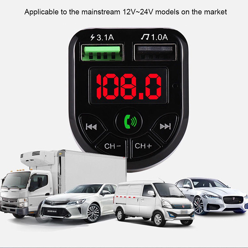 Bte5 receptor mobil Bluetooth hands-free telefon mobil încărcare rapidă brichetă 3.1a transmițător FM mobil încărcare dublă USB