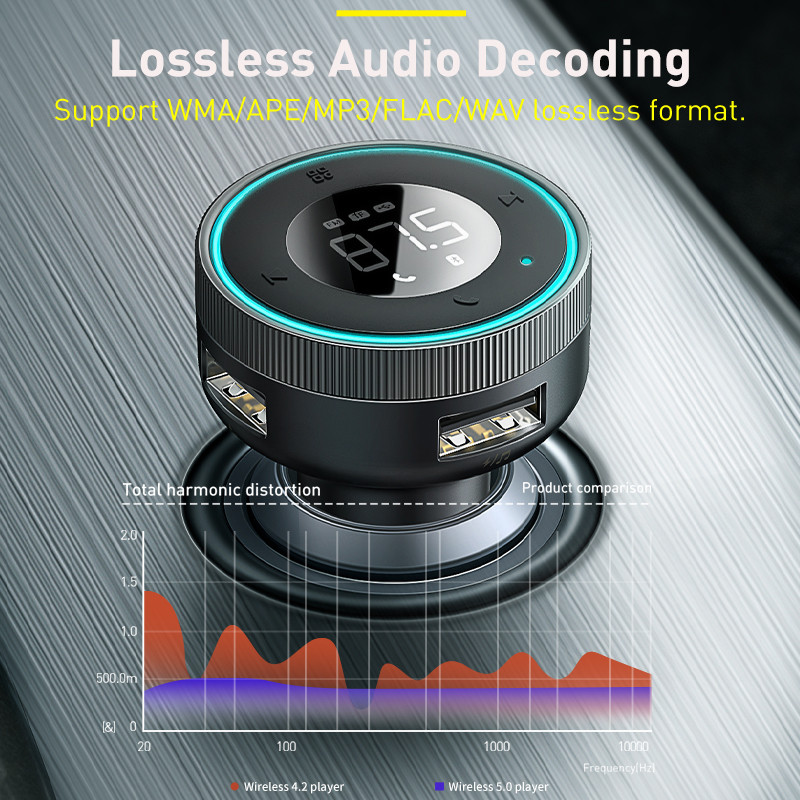 Transmițător FM Baseus Modulator Auto Wireless Bluetooth 5.0 Încărcător rapid USB Auto Aux Radio Mp3 Player Muzică Set auto Hands Free