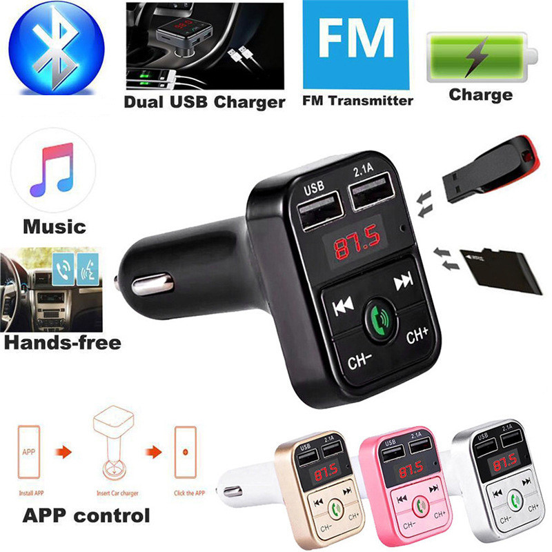 Transmițător FM Wireless compatibil Bluetooth Mâini libere MP3 Audio Music Player Dual USB Radio Modulator Kit auto Încărcător 2.1A